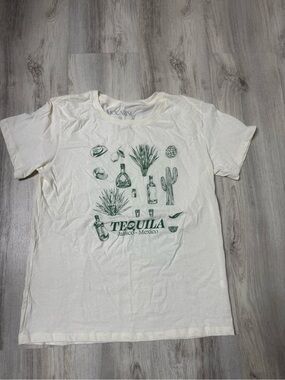 Tequila Graphic Tee — White with Green Print